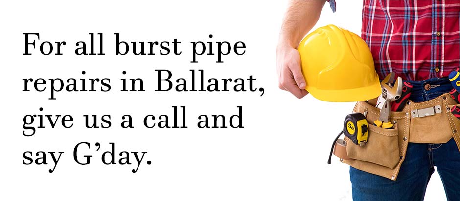 Plumber standing with tools on a white background with text relating to burst pipe repairs