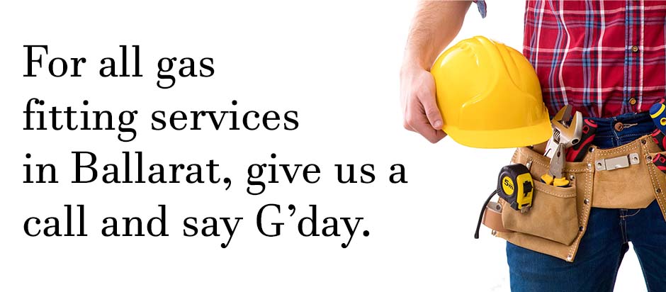 Plumber standing with tools on a white background with text relating to gas fitting services