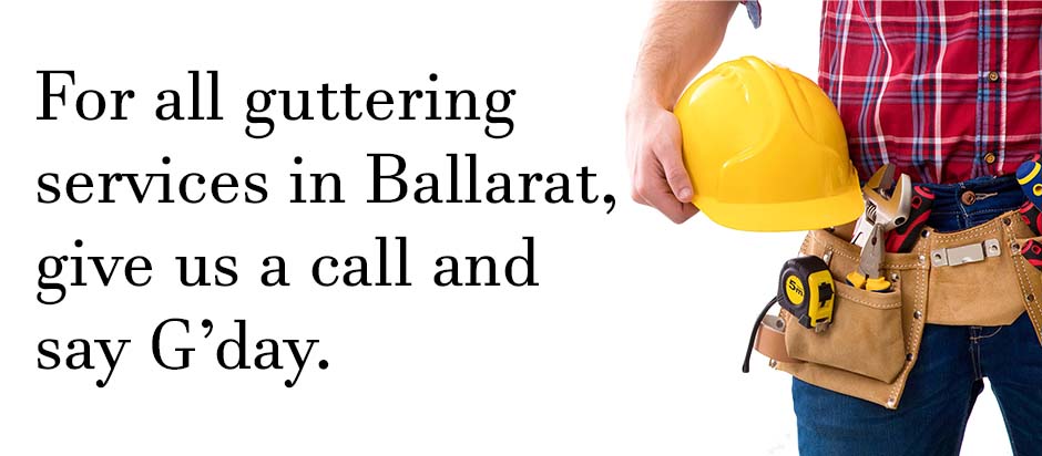 Plumber standing with tools on a white background with text relating to guttering services